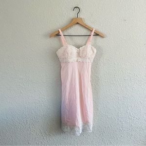 Vintage Pink And Cream Lace Chemise